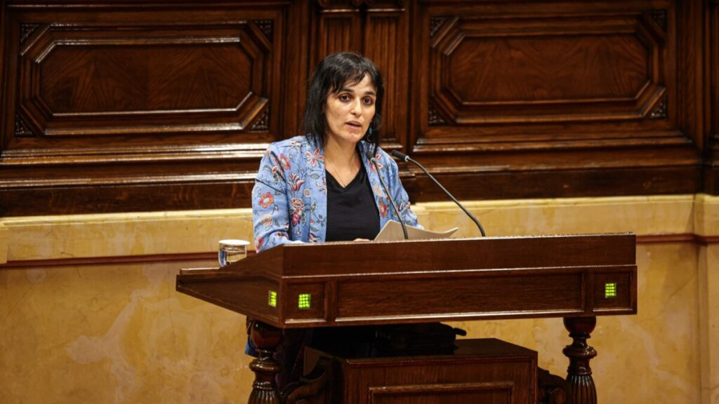 La diputada Sílvia Orriols durant la seva intervenció en el ple d'investidura de Salvador Illa (Jordi Borràs, ACN)