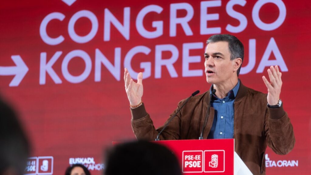 El presidente del Gobierno de España, Pedro Sánchez, en el congreso del PSE-EE